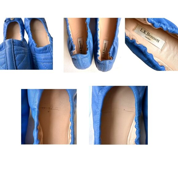 L K Bennett London Royal Blue Nappa Leather Sissy Ballet Flats 38 5 US 8 5 - Picture 14 of 15